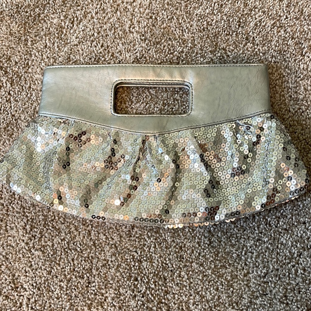 Small Silver Sequin Clutch